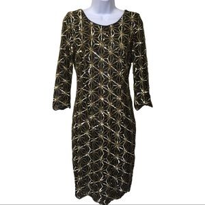NEW GB Full Sequin Black Gold Dress Sz M